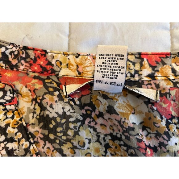 American Rag Cie Plus 2X Floral Boho Peasant Blouse Sheer Lace Yoke Button Front - Picture 8 of 15